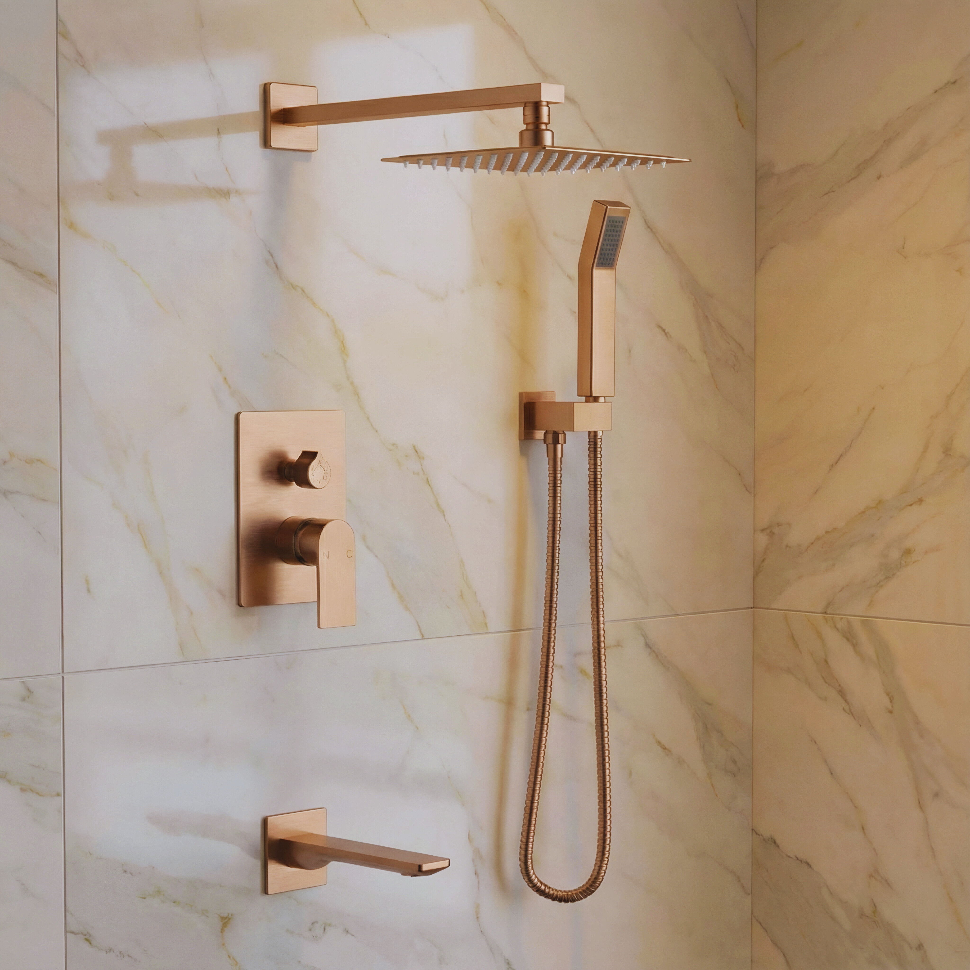 Fontana Balsamo Gold In-Wall Mixer Bathroom Shower Set reference for concealed shower mixer planning