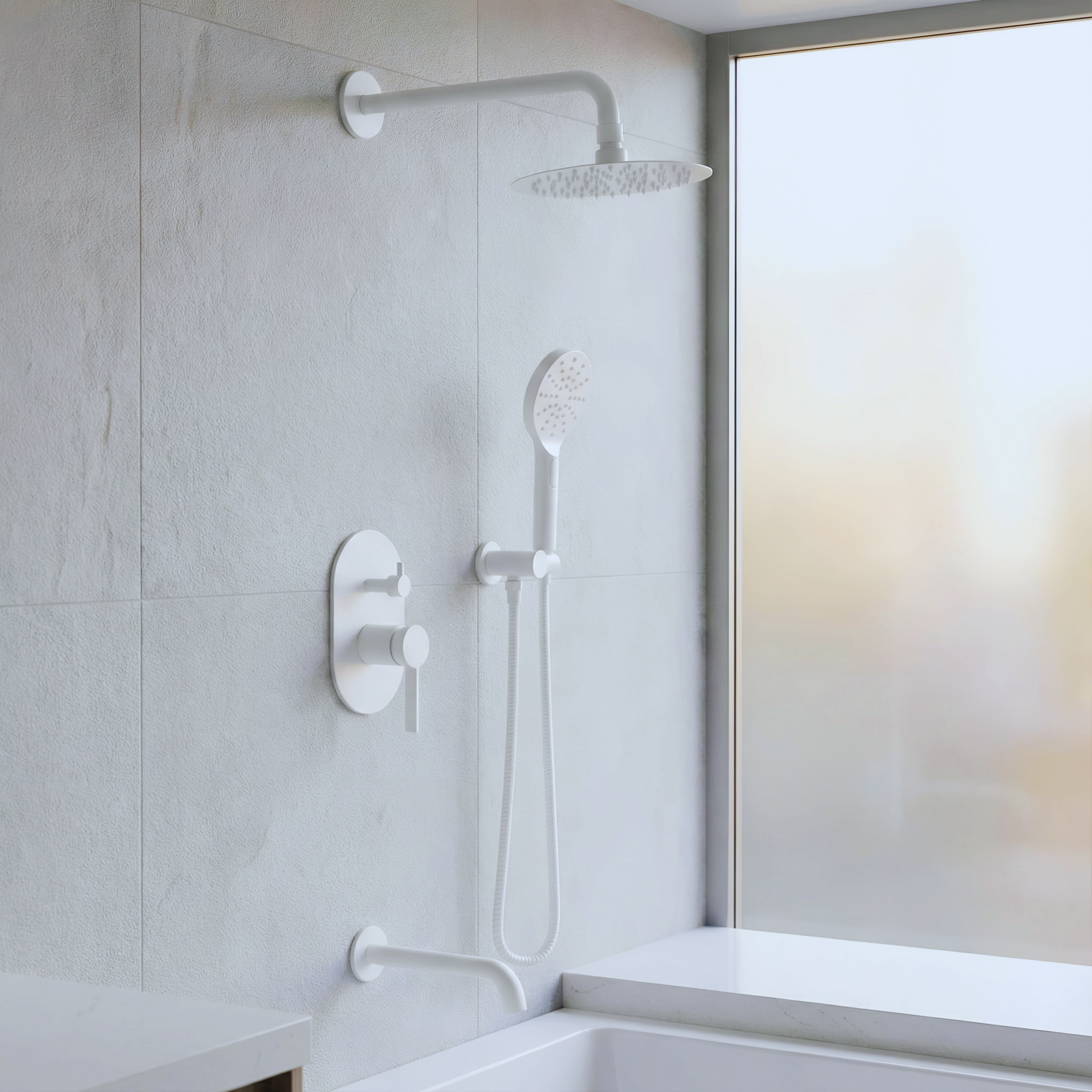 Square image frame showing shower flow performance concept