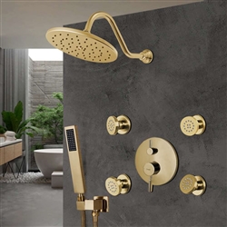 Hotel Brushed Gold Wall Mounted Shower Set